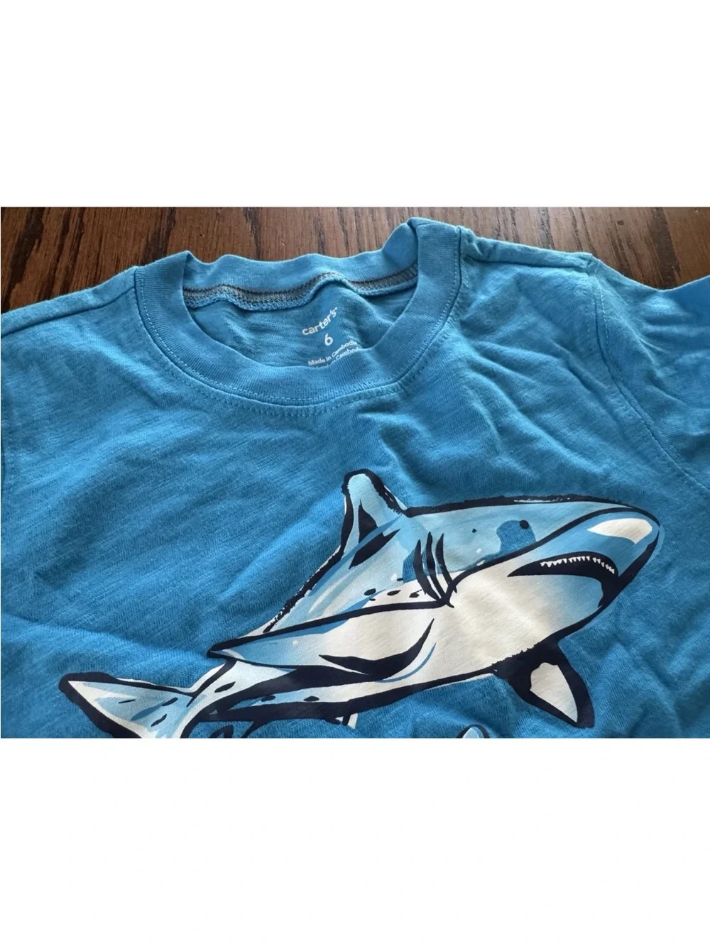 NWT Boys Size 6 Carters Blue Shark Short Sleeve Tee Shirt Tshirt Ocean Sharks